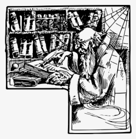 Old Man And Books Clip Arts - Public Domain Illustrations From Old Books, HD Png Download, Free Download