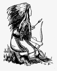 Indian Native American Drawing Hunter Illustration - Native American Drawing, HD Png Download, Free Download