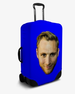 Custom Blue Luggage Cover With Personalized Face"  - Suitcase Cover, HD Png Download, Free Download