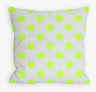 Brilliant Polka Dot White And Neon Yellow Pillow - Cushion, HD Png Download, Free Download