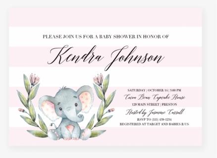 Elephant Baby Shower Png - Boy Elephant Baby Shower Invitation, Transparent Png, Free Download