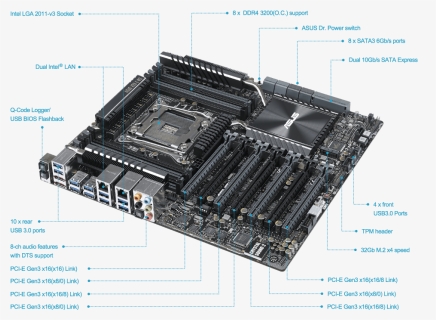 Asus X99 E 10g - Asus X99 E Ws, HD Png Download, Free Download