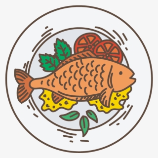 Fried Fish Fish Fry Roasting - Fish In A Dish Cartoon, HD Png Download, Free Download