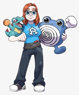 Arti Drew A Pokemon Trainer W/ Totodile And Polywhirl - Totodile, HD Png Download, Free Download