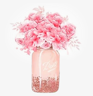 #watercolor #handpainted #vase #masonjar #flowers #pastel - Bouquet, HD Png Download, Free Download