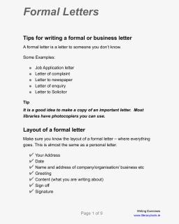 Business Letter Formal Format Main Image - Write A Formal Letter Tips, HD Png Download, Free Download