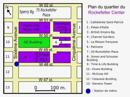 Carte Ge Building - Rockefeller Center Map, HD Png Download, Free Download
