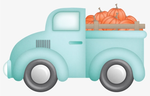 Pickup Truck Pumpkin Clipart Image Freeuse Library - Blue Truck With Pumpkins Clipart, HD Png Download, Free Download