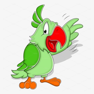 Cartoon Green Parrot - Parrot Png Hd Cartoon, Transparent Png, Free Download