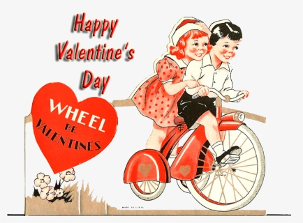 Vintage Valentine Png - Vintage Valentine Bicycle Card, Transparent Png, Free Download