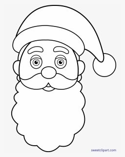 Santa Claus Face Lineart Clip Art - Santa Claus Pencil Drawing, HD Png Download, Free Download