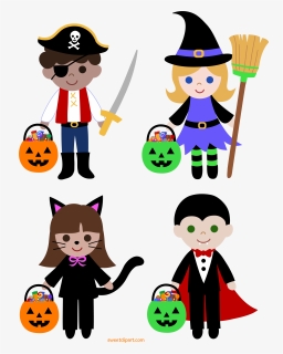 Kids Trick Or Treating Clipart Graphic Freeuse Library - Halloween Kids Clip Art, HD Png Download, Free Download