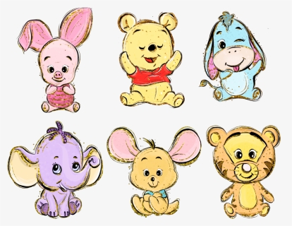#watercolor #glittery #winnie The Pooh #pooh #tigger - Etiqueta Escolar Ursinho Pooh Menina, HD Png Download, Free Download