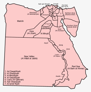 Egypt Governorates English - Map Of Egypt Png, Transparent Png, Free Download