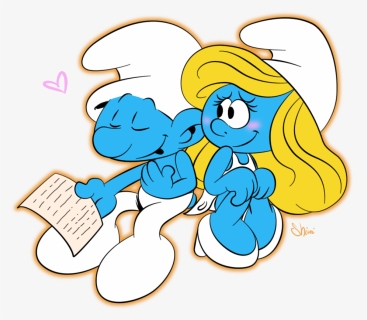 Smurfette With Hefty - Love Smurf And Smurfette, HD Png Download, Free Download