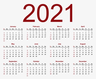 Calendar 2021 Png File - Printable Year Calendar 2020, Transparent Png, Free Download
