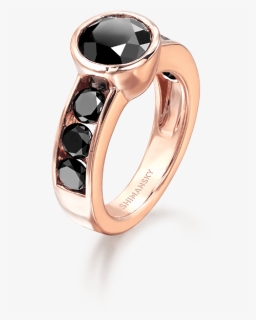 Black Diamond Ring Rose Gold - Engagement Ring, HD Png Download, Free Download