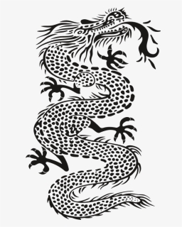 Dragon, Monster, Black, Tattoo, No Background, Teeth - Chinese Dragon Drawing Png, Transparent Png, Free Download