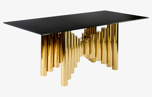 Dining Table Glass Black Gold, HD Png Download, Free Download