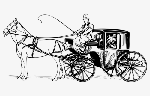 Brougham, Carriage, Horse, Ho - Horse Carriage Drawing, HD Png Download, Free Download