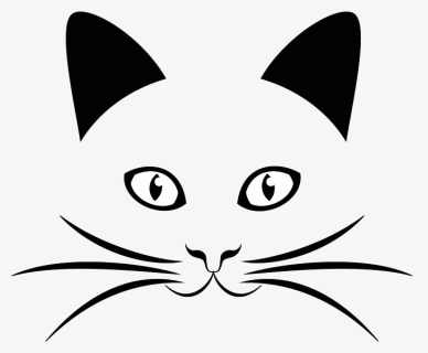 Black Cat Clipart Black Cat Whiskers Domestic Short-haired - Draw A Cat Face On Canvas, HD Png Download, Free Download