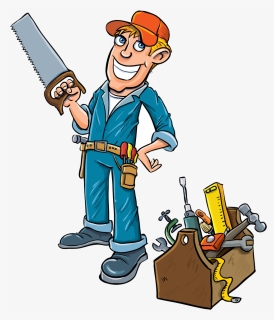 Transparent Hand Saw Clipart - Cartoon Image Of A Builder, HD Png Download, Free Download