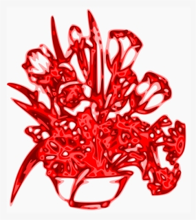 Bowl Of Red Flowers Clip Arts - Draw Flowers, HD Png Download, Free Download