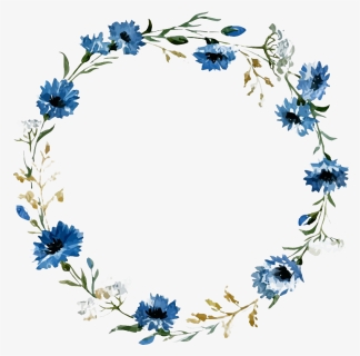Vintage Floral Blue Frame Png Free Download - Blue Floral Border Png, Transparent Png, Free Download