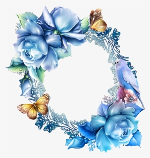 Vintage Floral Blue Frame Png - Blue Flower Border Png, Transparent Png, Free Download