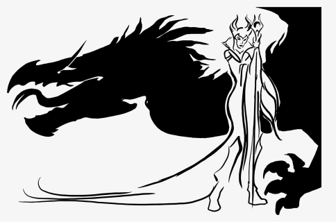 Evil Queen And Dragon Silhouette Clip Arts - Dragon Silhouette, HD Png Download, Free Download