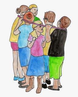 Watercolor Kids In A Hula Hoop Demonstrating States - Cartoon, HD Png Download, Free Download