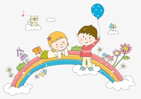 Rainbow Information Whiteboard Child Cartoon Interactive - Nursery School Cartoon, HD Png Download, Free Download