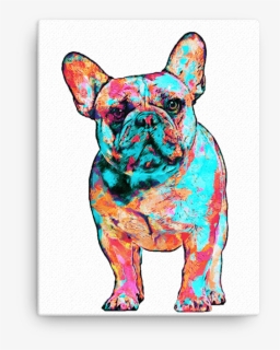 French Bulldog Colorful Painting Canvas - French Bulldog, HD Png Download, Free Download