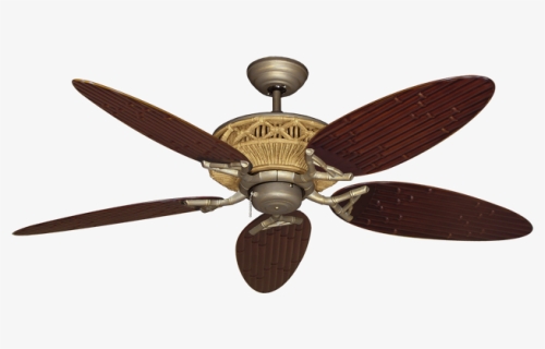 Picture Of Tiki Antique Bronze With - Bamboo Ceiling Fan, HD Png Download, Free Download