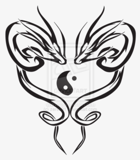 And Tattoo Art Chinese Yin Dragon Yang Clipart - Yin Yang Tribal Dragon, HD Png Download, Free Download
