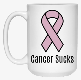 Cancer Sucks Lavender Ribbon Cancer Awareness 15 Oz - Pink Ribbon Breast Cancer, HD Png Download, Free Download