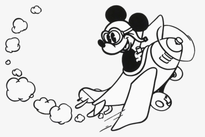 Black & White Mickey Clipart - Mickey Mouse On A Plane, HD Png Download, Free Download