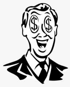 Vector Illustration Of Businessman With Cash Money - Money Sign In Eyes, HD Png Download, Free Download