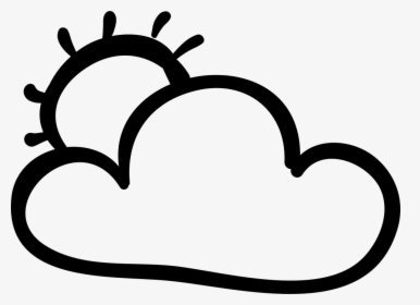 Cloud And Sun Hand Drawn Outlines - Out Lines Of Cloud, HD Png Download, Free Download