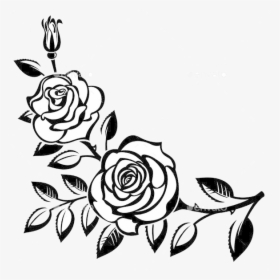 Rose X Branch Of Roses Art Cut Design Elements And - Rose Flowers Clip Art Black And White, HD Png Download, Free Download