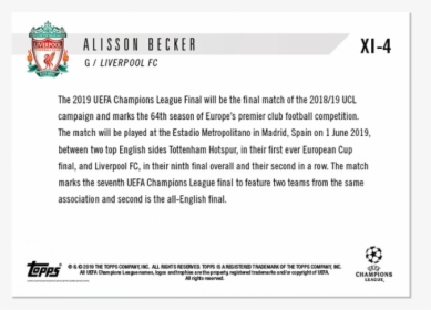 Uefa Champions League Topps Now Starting Xi - Uefa Champions League, HD Png Download, Free Download