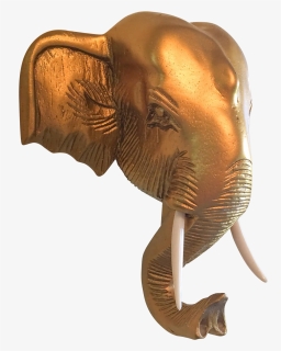 Handmade Gold Resin Elephant Head - Indian Elephant, HD Png Download, Free Download