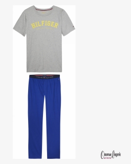 Tommy Hilfiger Short Sleeve Logo Pyjama Set In Grey - Pajamas, HD Png Download, Free Download