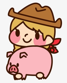 Cowgirl With Piglet Clipart - イラスト Ac Acworks さん 酪農, HD Png Download, Free Download