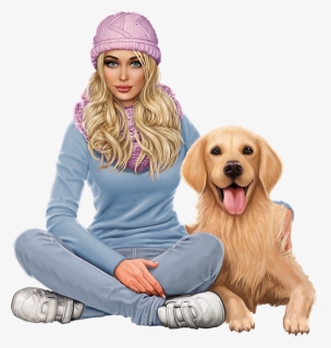 Femme Png, Chien, Labrador, Pull Gris - Femme With Dog Png, Transparent Png, Free Download