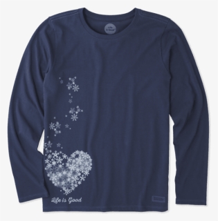 Women"s Floating Hearts Long Sleeve Crusher Tee - Long-sleeved T-shirt, HD Png Download, Free Download