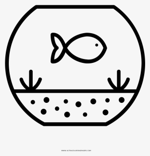 Fish Bowl Coloring Page - Akuarium Kartun Hitam Putih, HD Png Download, Free Download