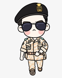 Wearing Korea Sunglasses Kang Drama Mo-yeon Soldiers - Descendant Of The Sun Cartoon, HD Png Download, Free Download