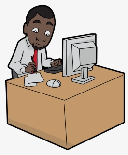 Transparent Cartoon Computer Png - Cartoon Man In His Computer Png, Png Download, Free Download