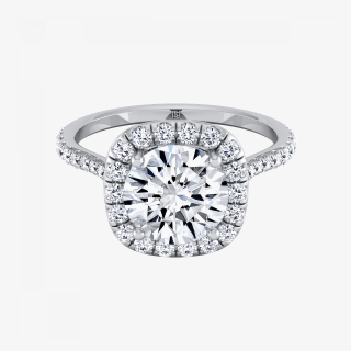 Diamond Halo Engagement Ring With Pave Shank In 14k - Engagement Ring, HD Png Download, Free Download
